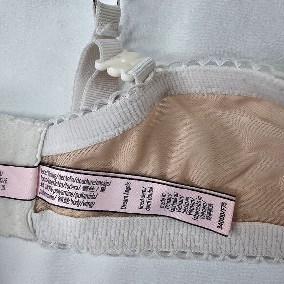 Victoria's Secret Dream Angels Lined Demi Bra White Floral Lace size 34DDD - Picture 9 of 9
